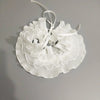 White decorative pleated ruffle stand collar sweater with ties
