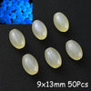 50 pieces of translucent white glow-in-the-dark acrylic beads, 9x13mm.