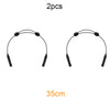 Two adjustable silicone eyewear straps, 35cm long.