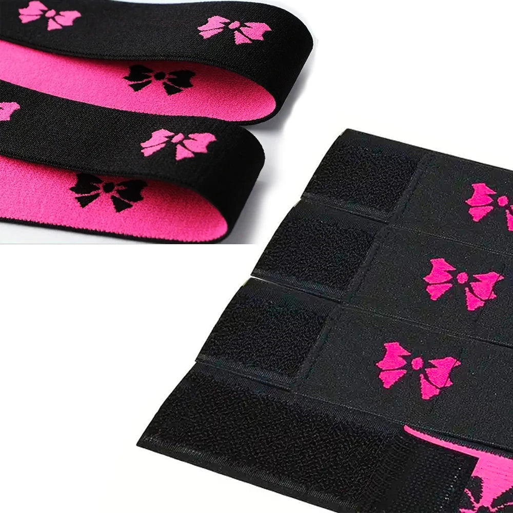 Black and pink adjustable lace headbands for wigs and scarves shown in various angles