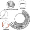 A set of 31 precision metal rings and a turn connection tool for ring sizing.
