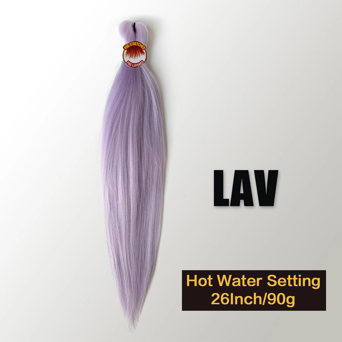 A bundle of long, purple pre-stretched Kanekalon braiding hair extensions with a gold-colored tag.