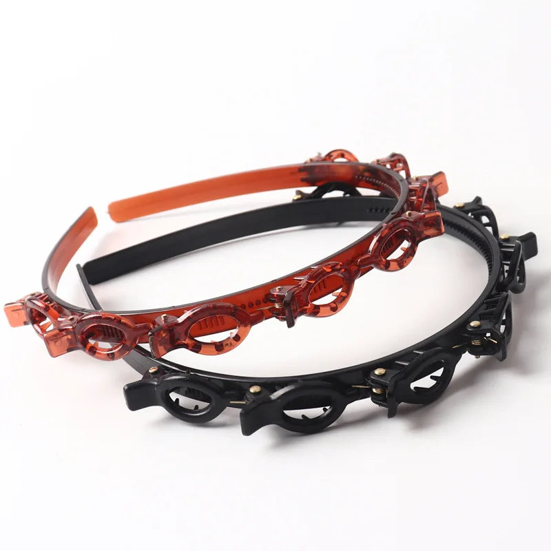 Orange and black multi-layer braided hair headband clip