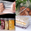 Clear reusable zip lock storage bags filled with various dried herbs, seeds, and spices.