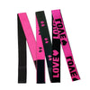 Four vertical pink and black elastic bands for wig edges