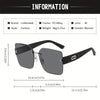 Lunettes sans monture noires dégradées avec dimensions et informations produit.