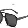Frontansicht schwarze Vintage-Pilot-Sonnenbrille mit doppelter Brücke