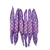 A set of ten purple flexible hair curling rollers with white polka dots.