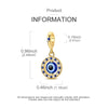 A gold-colored devil's eye charm featuring a blue iris and surrounding gemstones.