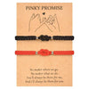 Two bracelets, one black and one orange, featuring a love knot design.