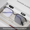 Pair of photochromic anti-blue light reading glasses displayed in a white box.