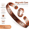 A copper bracelet featuring an exquisite floral pattern and magnetic design for daily wear.