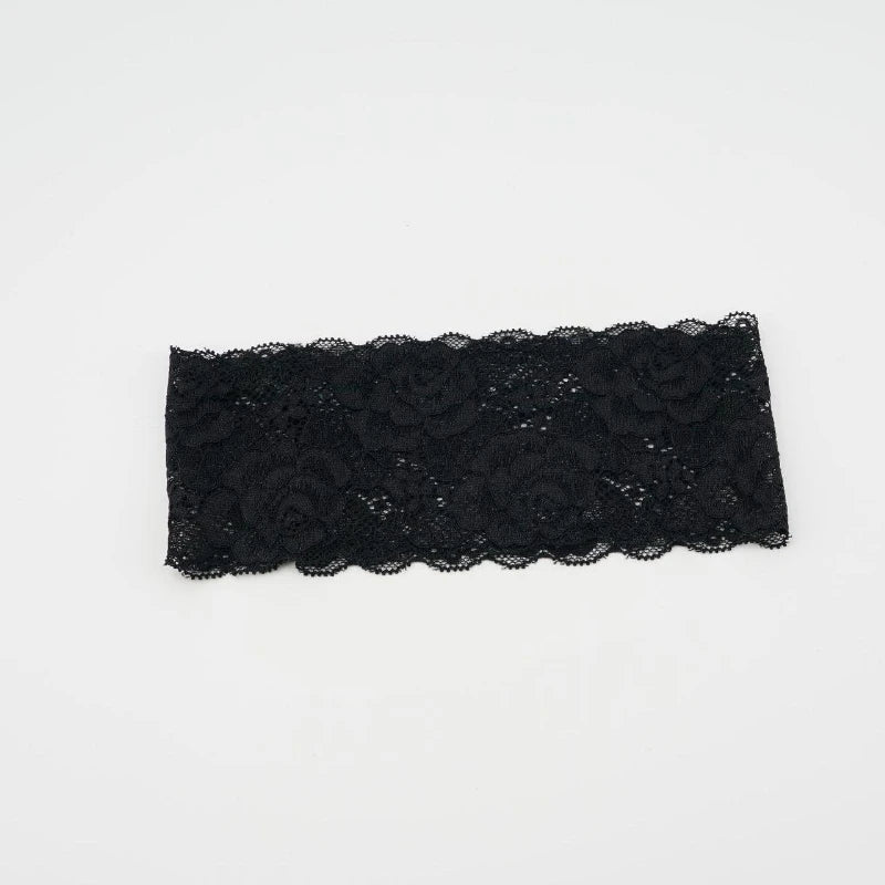 Black floral lace hair headband for women