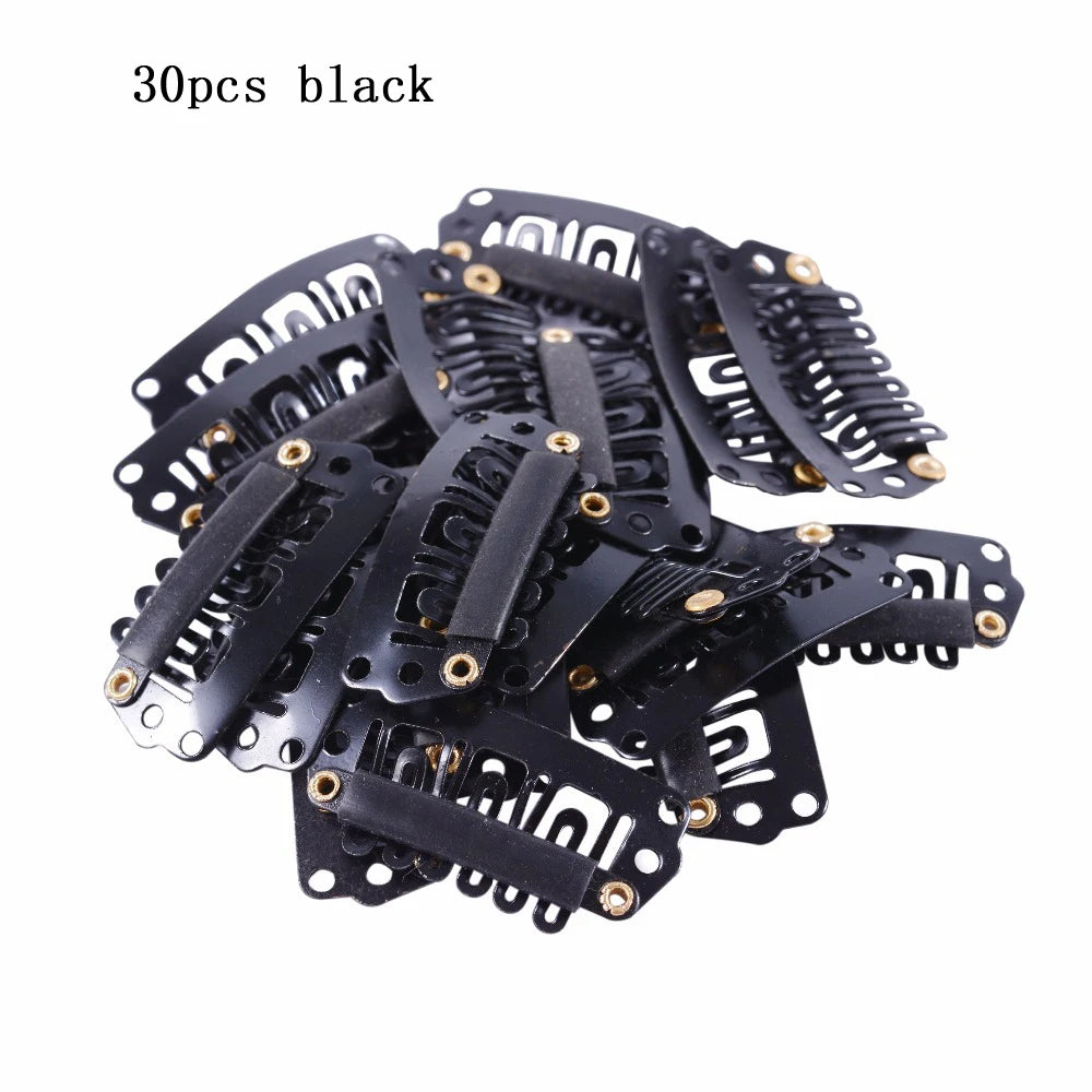 30 pieces of black precision snap hair extensions for bangs