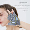 A hand and body sculpting silicone glove is shown on a person's hand, demonstrating its design for shock absorption.