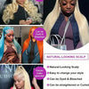 A blonde straight HD lace front wig shown in various styles and features like dyeing, bleaching, straightening, or curling.
