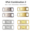 Four pairs of silver and gold diamond shoe charms and laces for combination jewelry