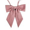 A pink ribbed butterfly ribbon tie set with a bow, suitable for students.
