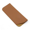 A brown PU leather glasses case shown from the side.