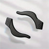 A pair of black silicone anti-slip ear hooks for eyeglasses.