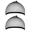 A black mesh wig cap liner with a dome shape.