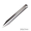 A silver stainless steel bead shove tool with a pointed tip shown in profile.
