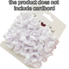 A white satin hair scrunchies set is displayed on a cardboard backing.