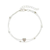 Charmant bracelet à cheville en perles argentées avec un pendentif cœur pour femmes