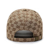 A beige cotton dot pattern baseball cap with a curved brim and mesh back.