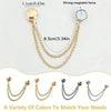 A variety of gold and silver magnetic clothing clips shown in different styles and colors