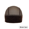 Brown velvet wig grip cap with a sheer mesh top and a suede-like bottom.