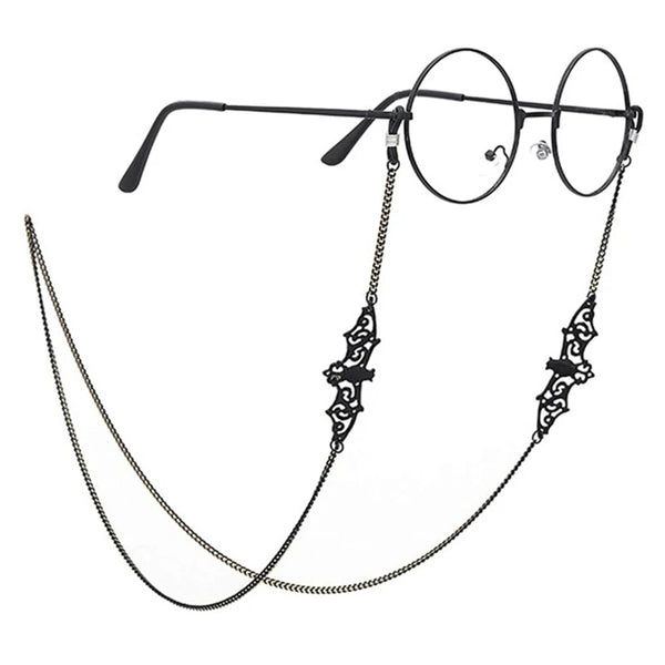 Black metal link eyeglass straps for glasses and sunglasses