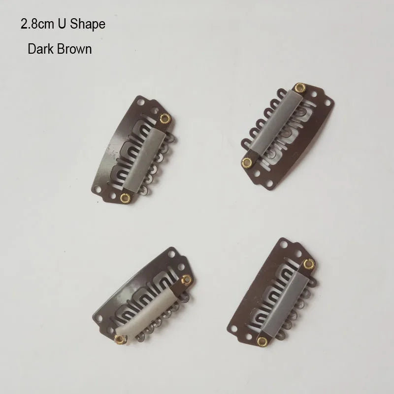 Dark brown 2.8cm U-shaped precision hair extension clips set
