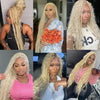 A collage of women showcasing various styles and lengths of premium deep wave human hair braiding extensions.