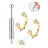 Stainless steel horseshoe nose stud with ball grabber and decorative flower detail.