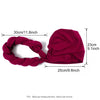 A deep magenta braided turban cap for African party headwear, shown flat with dimensions.
