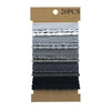 A pack of twenty bohemian hair ties and headbands in various shades of gray and black.
