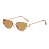 Lunettes de cat-eye vintage classiques couleur or avec branches métalliques fines et verres ambre