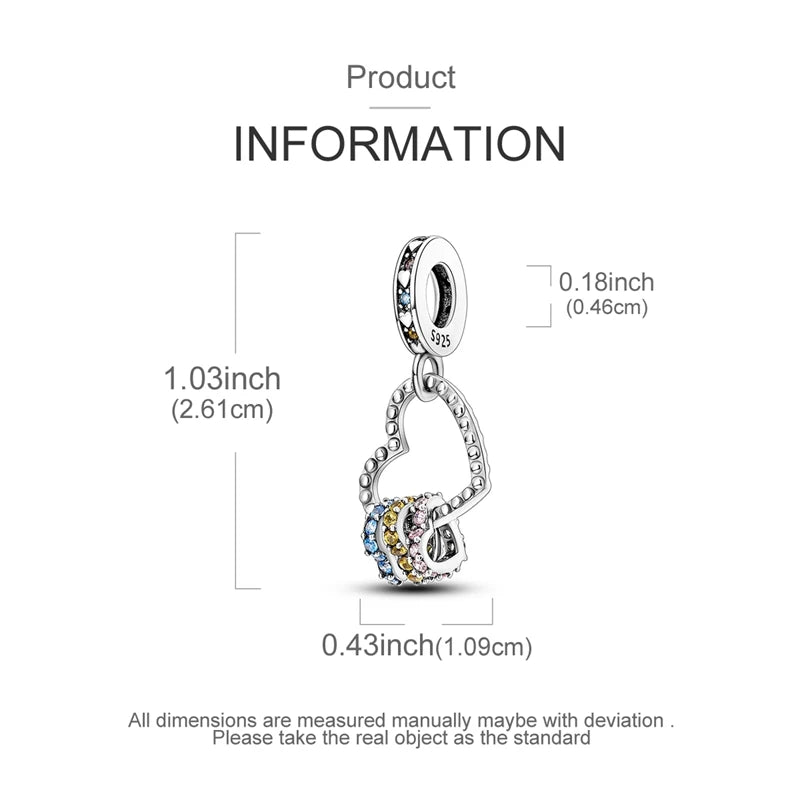 Sterling silver star moon charm bracelet featuring a heart pendant and various colored stones