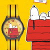 Gelbe Box mit Snoopy Kawaii-Blindbox-Sammlerfigur mit Uhrendesign.