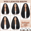 Showcase of straight synthetic wig lengths including 24, 26, 28, 30, and 32 inches.