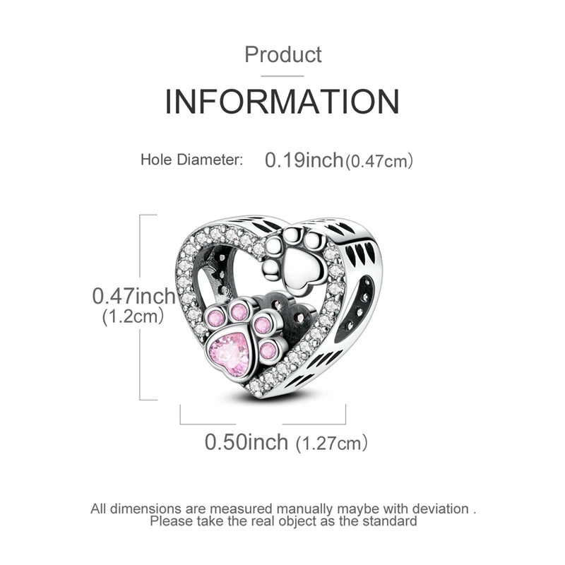 A sterling silver heart-shaped charm with a hole diameter of 0.19 inches and a total size of 0.50 inches.