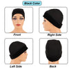 Black velvet wig grip cap shown from front, right side, left side, and back views.