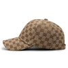 A beige men's cotton dot pattern baseball cap shown from the side.