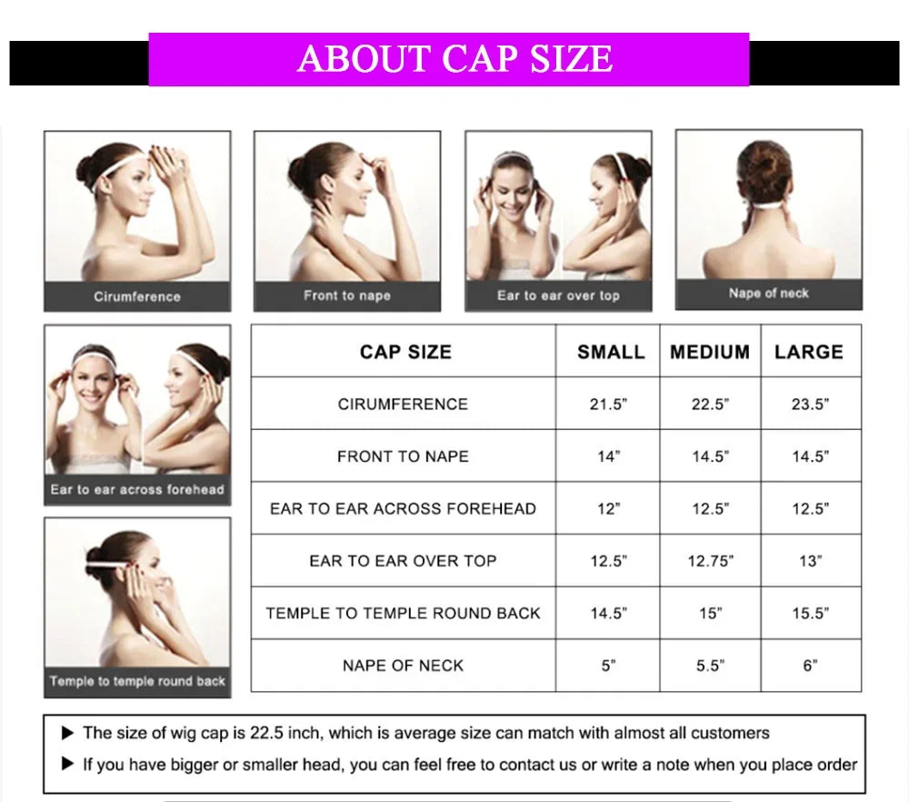 A chart detailing various measurements for a cap size including circumference, front to nape, ear to ear across forehead, and