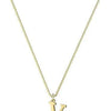 A delicate gold plated alphabet initial necklace featuring a letter V