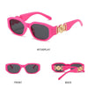Pink Y2K rose metal detail sunglasses shown from the front and back views