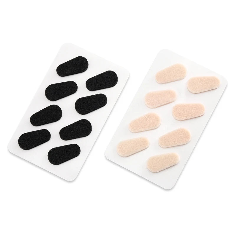 Un paquet de embouts de nez pour lunettes réutilisables autocollants, en noir et rose chair.