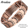 A copper magnetic bracelet featuring a strap buckle design and neodymium magnets.