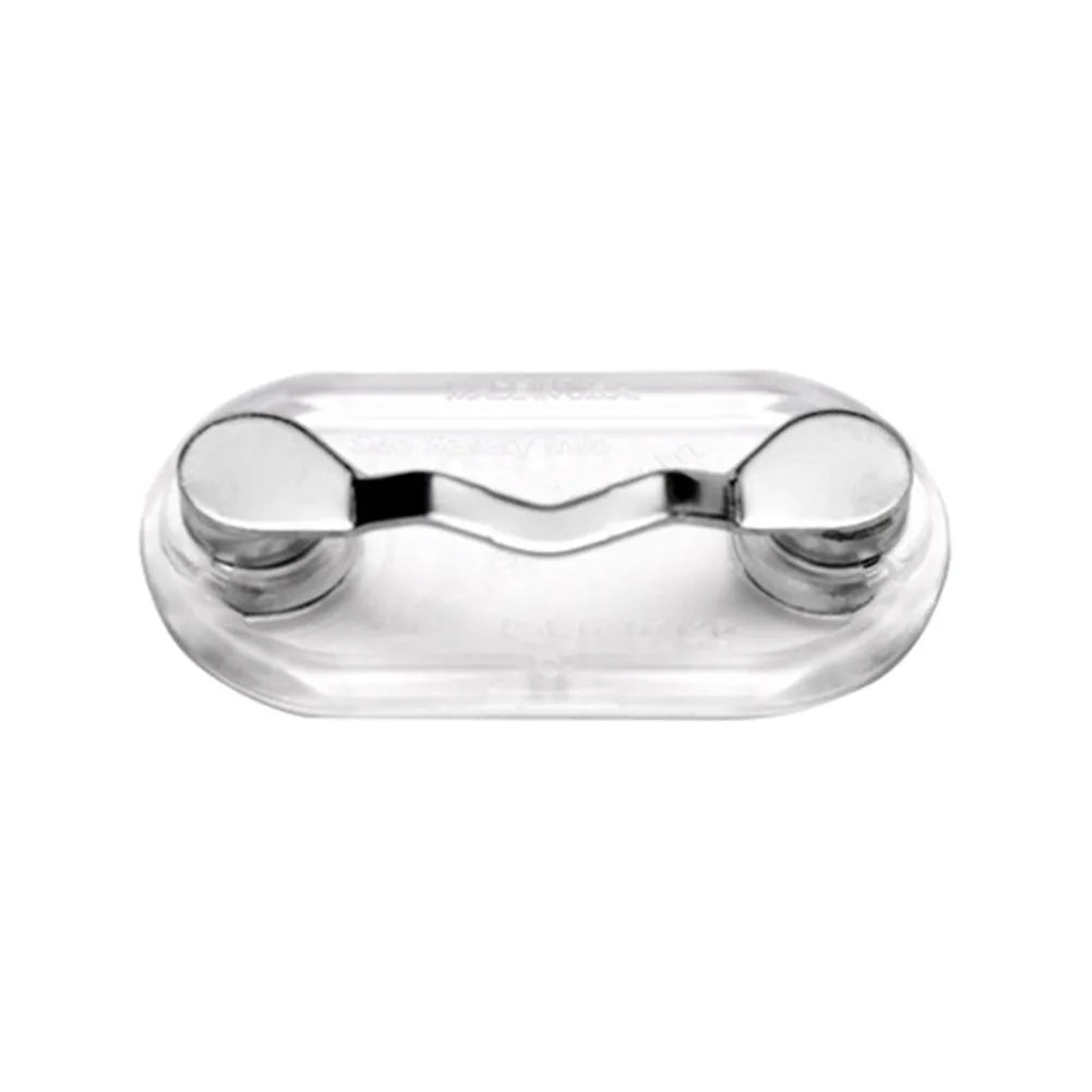 Clear plastic magnetic eyeglass holder clip with two rounded grips